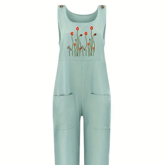 NEW GREEN LINEN ROMPER SIZE MEDIUM - Picture 5 of 9